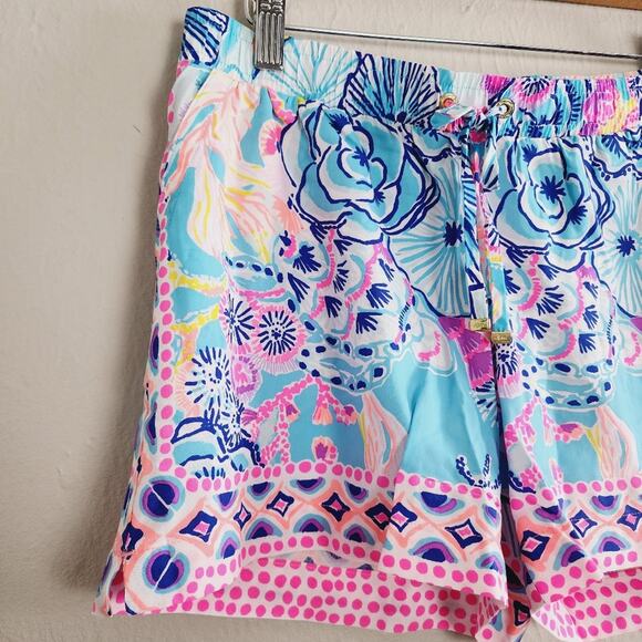 Lilly Pulitzer 5" Katia Bali Blue Once Upon A Tide Drawstring Shorts - Picture 3 of 11